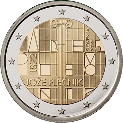 2 euro 2022 Slovinsko cc.PROOF Jože Plečnik