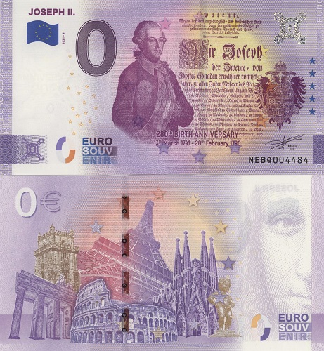 0 euro suvenír 2021/4 Rakúsko UNC Joseph II. (Anniversary 2020)