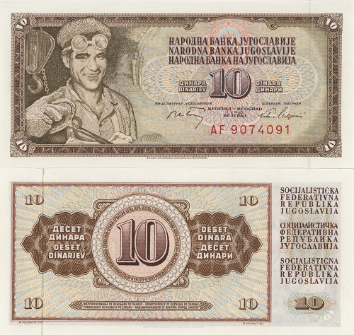 10 Dinara 1968 Juhoslávia UNC séria AF