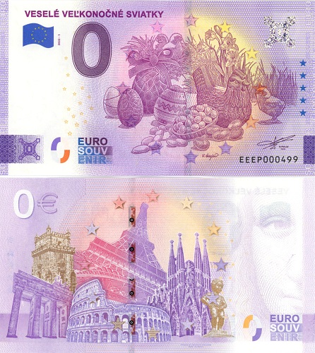 0 euro suvenír 2022/1 Slovensko UNC Veselé Veľkonočné sviatky (ND)