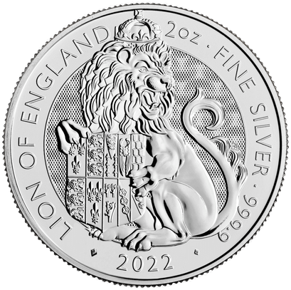 5 Pounds 2022 Anglicko BU 2 Oz Ag Lion of England (Y:3:4)
