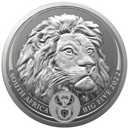 5 Rand 2022 Južná Afrika BU karta 1 Oz Ag Big Five II - Lion (V:3:1)