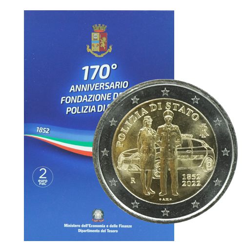 2 euro 2022 Taliansko cc.BU karta Talianska štátna polícia