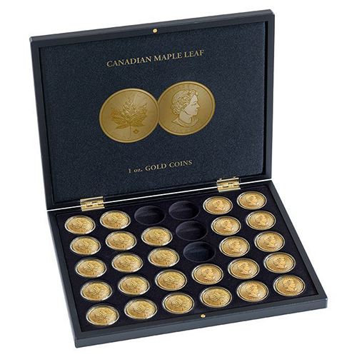 Kazeta VOLTERA UNO de luxe, na 30 mincí Maple Leaf gold v kapsli, čierna IN