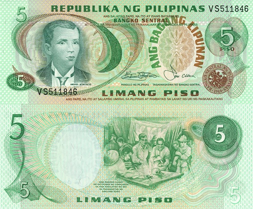 5 Piso 1978 Filipíny UNC séria VS