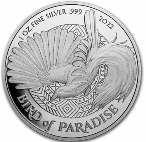 1 Kina 2022 Papua Nová Guinea BU 1 Oz Ag Bird Of Paradise (Z:3:2)
