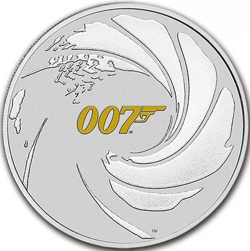 Dollar 2021 Tuvalu BU farbená 1 Oz Ag James Bond
