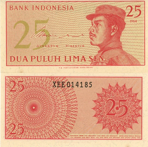 25 Sen 1964 Indonézia UNC séria XEE REPLACEMENT