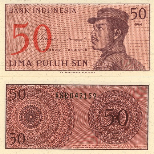 50 Sen 1964 Indonézia UNC séria XSE REPLACEMENT