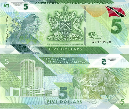 5 Dollar 2020 Trinidad a Tobago UNC séria AN