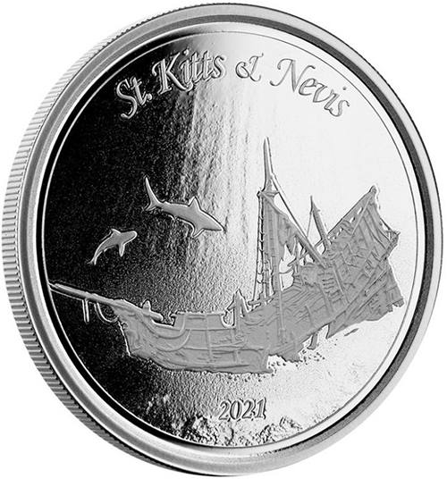 2 Dollars 2021 St.Kitts and Nevis BU 1 Oz Ag EC8