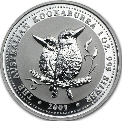 Dollar 2001 Austrália BU 1 Oz Ag Australian Kookaburra 