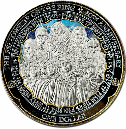 Dollar 2021 Nový Zéland PROOF farbená 5 Oz Ag The Lord of the Rings