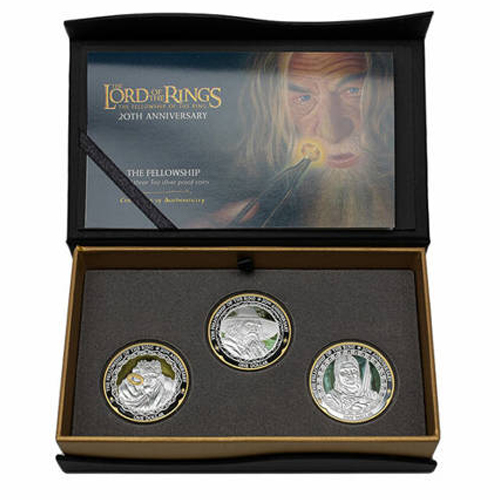 SADA 3 mincí, Dollar 2021 Nový Zéland PROOF farbená 1 Oz Ag Lord of the Rings
