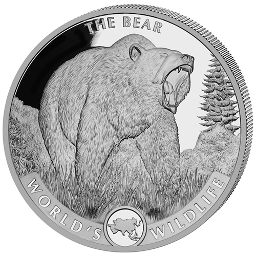 20 Francs 2022 Kongo BU 1 Oz Ag Wildlife Bear