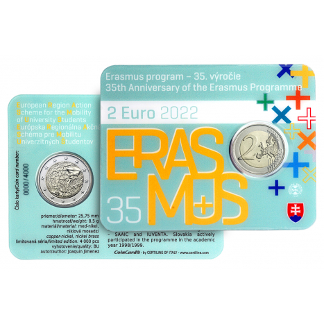 2 euro 2022 Slovensko cc.BU karta Erasmus program