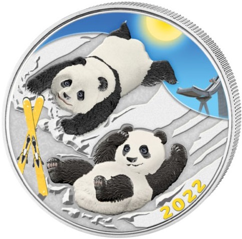 10 Yuan 2022 Čína BU 30g Ag farbená Panda