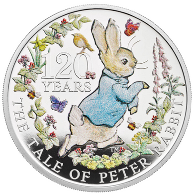 2 Pounds 2022 Anglicko PROOF farbená 1 Oz Ag Peter Rabbit