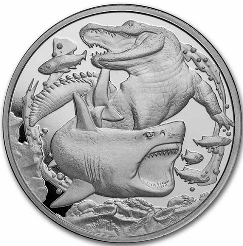 Dollar 2022 Niue BU 1 Oz Ag Apex Predators - Shark vs Crocodile (Z:6:1)