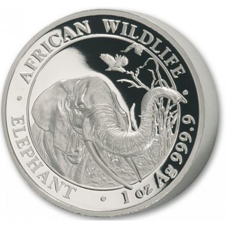 100 Shillings 2018 Somálsko PROOF High Relief 1 Oz Ag Elephant
