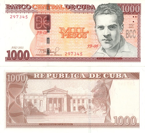 1000 Pesos 2021 Kuba UNC séria JB-08