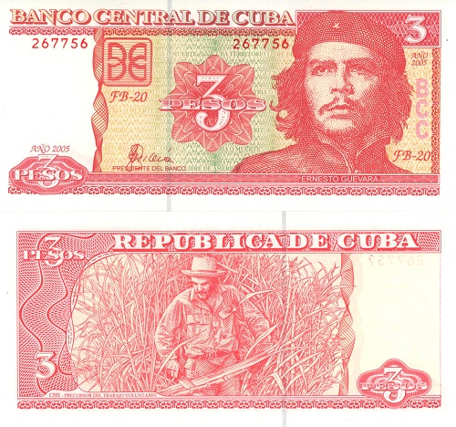 3 Pesos 2005 Kuba UNC séria FB-20