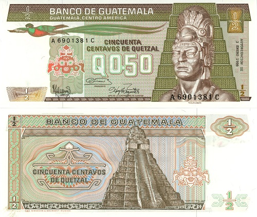 1/2 Quetzal 1986 Guatemala UNC séria A*C