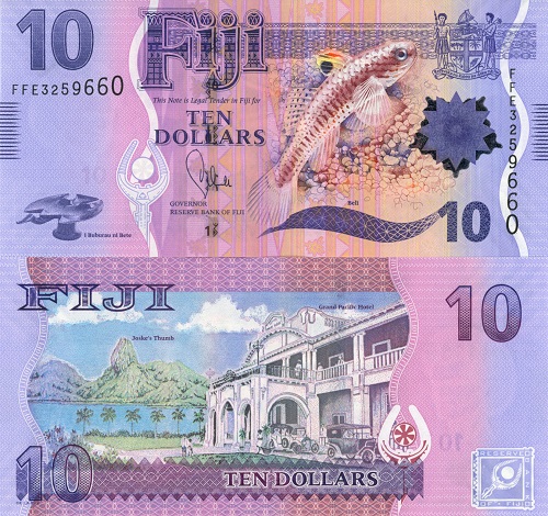 10 Dollars 2013 Fidži UNC séria FFE