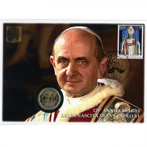2 euro 2022 Vatikán cc.BU numisbriefe pápež Pavol VI