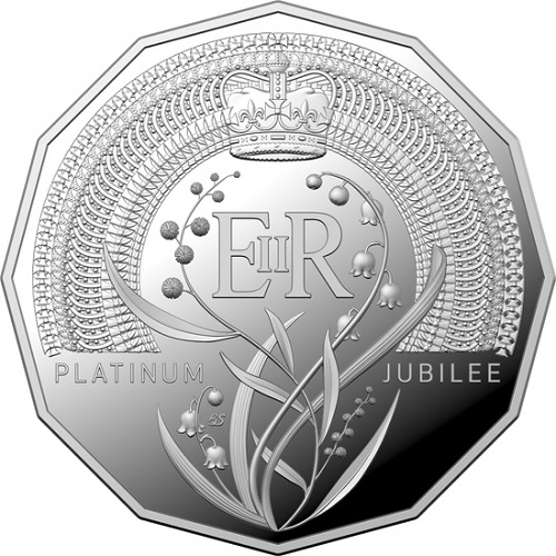 50 Cents 2022 Austrália PROOF The Platinum Jubilee (X:8:4)