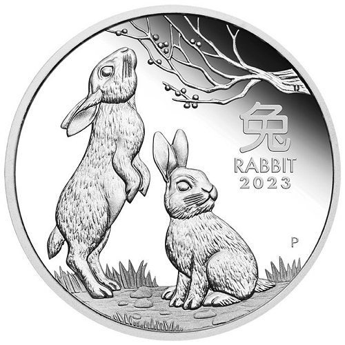 50 Cents 2023 Austrália PROOF 1/2 Oz Ag Lunar III. Rabbit (X:8:5)