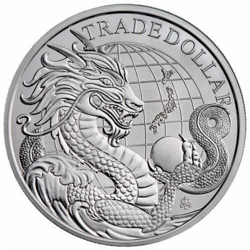 One Pound 2023 Svätá Helena BU 1 Oz Ag Modern Chinese Trade Dollar (V:1:1)