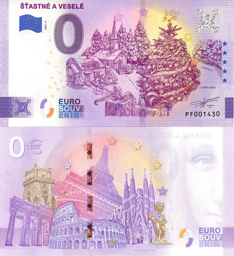 0 euro suvenír 2022/4 Slovensko UNC Šťastné a Veselé (ND)
