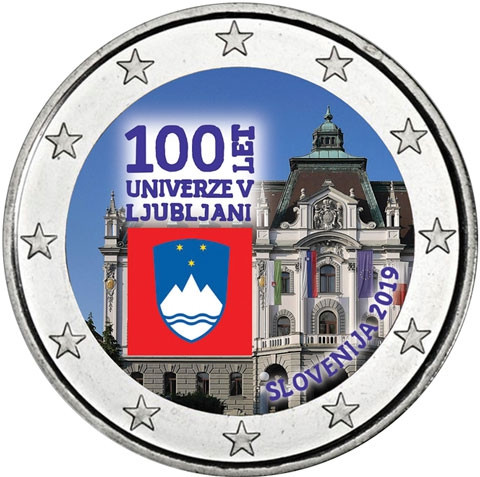 2 euro 2019 Slovinsko cc.UNC farbená univerzita v Ľubľane