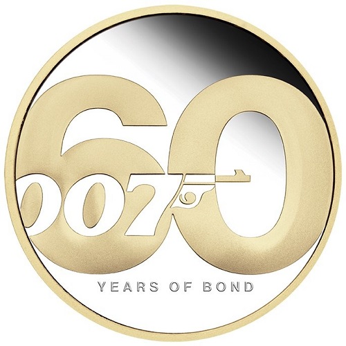 2 Dollars 2022 Tuvalu PROOF farbená 2 Oz Ag James Bond 60th anniversary (V:8:2)