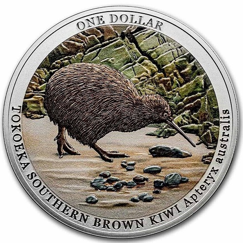 Dollar 2023 Nový Zéland PROOF farbená 1 Oz Ag Kiwi 