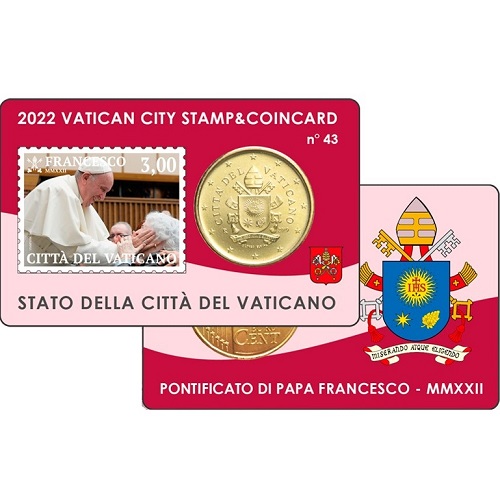 50 Cent + 3,00 € známka 2022 Vatikán BU karta č.43