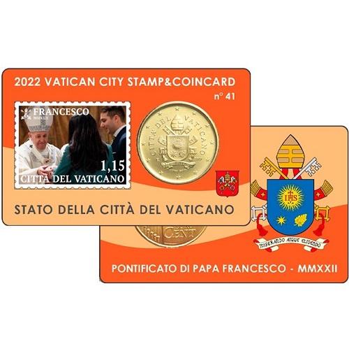50 Cent + 1,15 € známka 2022 Vatikán BU karta č.41