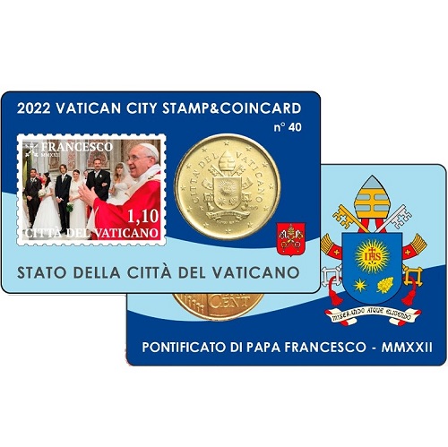 50 Cent + 1,10 € známka 2022 Vatikán BU karta č.40