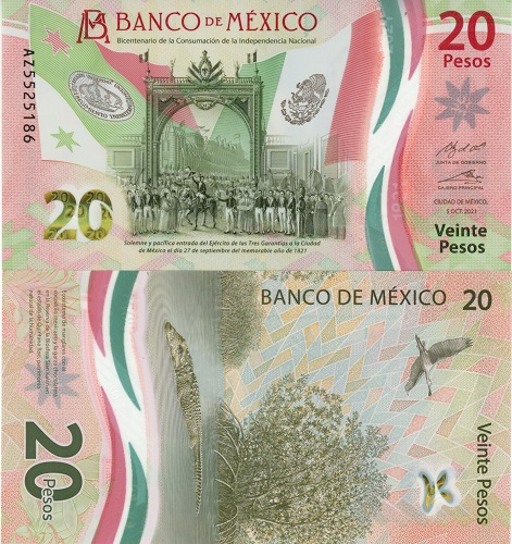 20 Pesos 2021 Mexiko UNC séria AZ