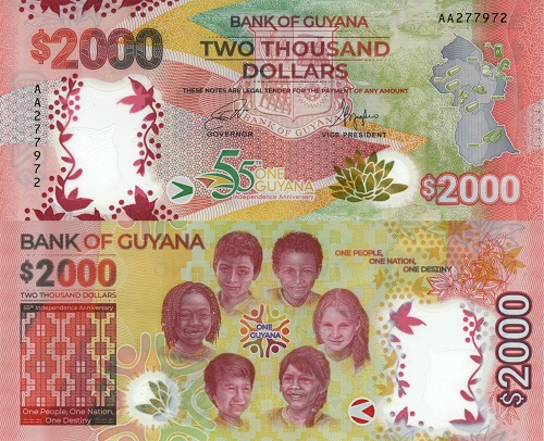 2000 Dollars 2022 Guyana UNC séria AA
