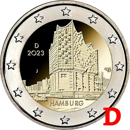 2 euro 2023 D Nemecko cc.UNC Hamburg