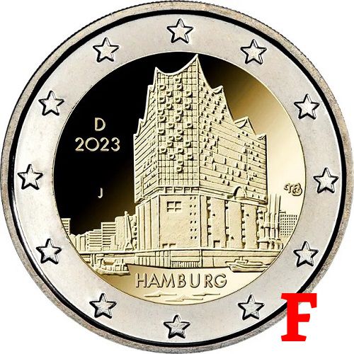 2 euro 2023 F Nemecko cc.UNC Hamburg