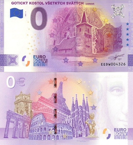 0 euro suvenír 2021/4 Slovensko UNC Gotický kostol - Ludrová (Anniversary 2020)