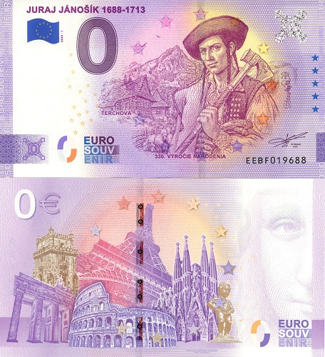 0 euro suvenír 2020/1 Slovensko UNC Juraj Jánošík (Anniversary 2020)
