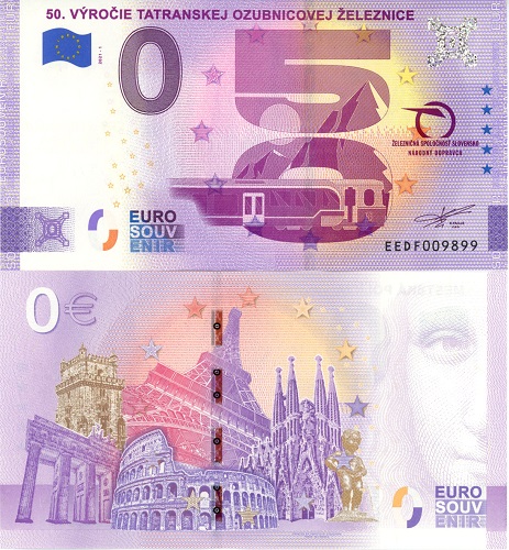0 euro suvenír 2021/1 Slovensko UNC 50. výročie Tatranskej ozubnice(Anniversary)