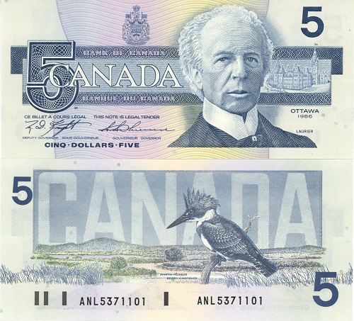 5 Dollars 1986 Kanada UNC séria ANL