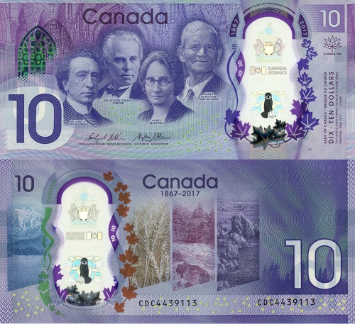 10 Dollars 2017 Kanada UNC séria CDC