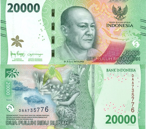 20 000 Rupiah 2022 Indonézia UNC séria DAA