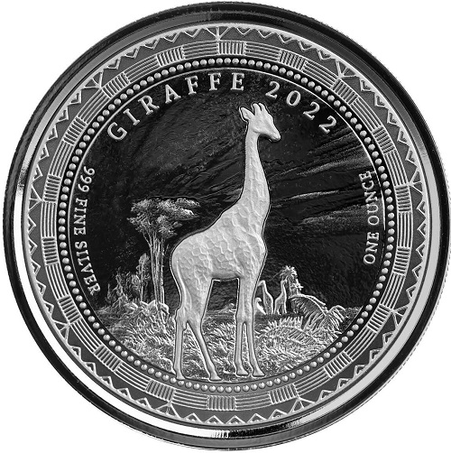 1000 Francs CFA 2022 Guinea BU 1 Oz Ag Giraffe (Y:3:5)